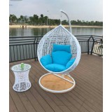 Outdoor Swing Egg Trapeze Wicker Rattan Hanging Pod Chair * White -L